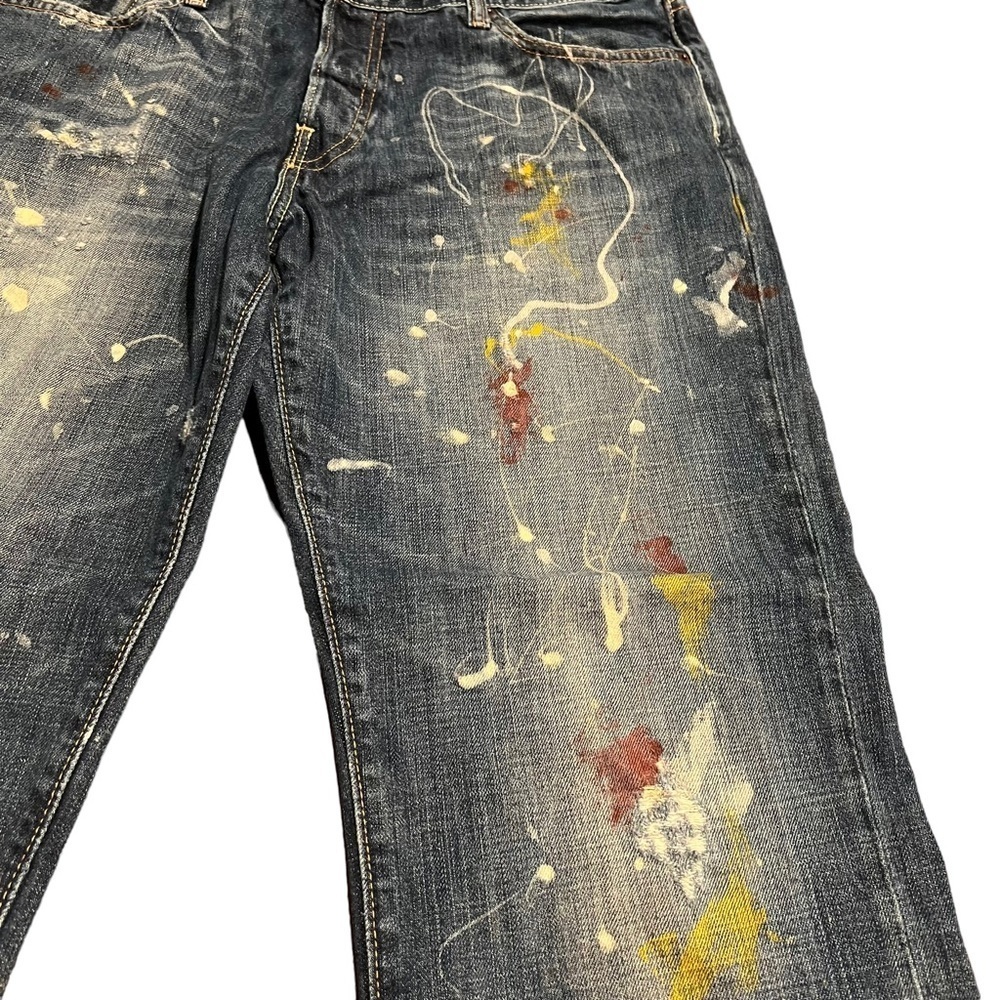 Abercrombie & Fitch Men’s Button Fly Distressed Jeans Paint Splatter Low Rise 34 - Picture 4 of 12